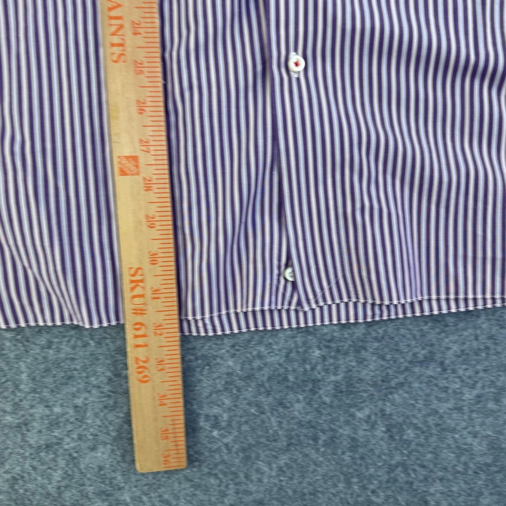 Isaia Napoli Mens Purple Multi Stripe Long Sleeve Button Down Shirt Italy 16.5 - Picture 6 of 7